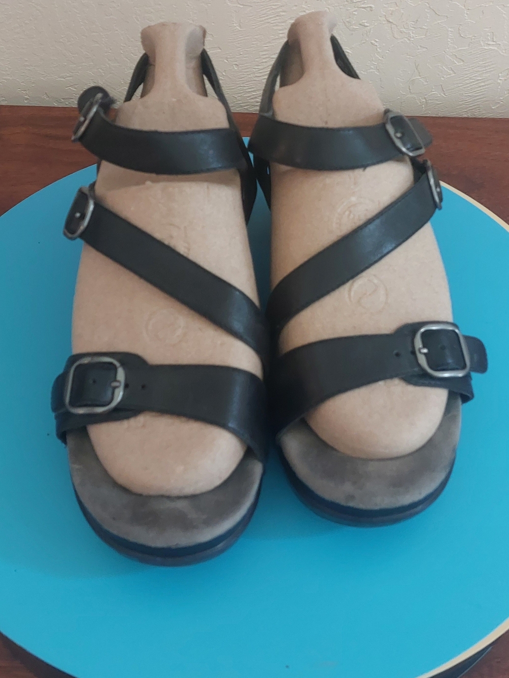 Dansko Black Leather Women's Buckle Sandals